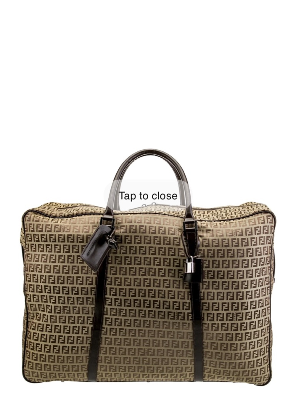 Fendi Zucchino Logo Unisex Travel Duffel Bag in Beige and Brown Leather & Canvas